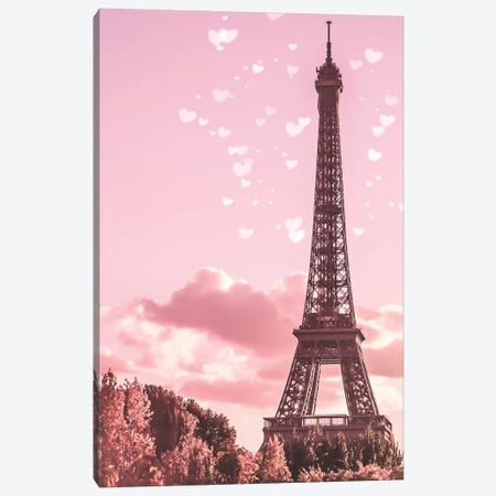 Pink Eiffel Tower Canvas Print #RAB164} by Grace Digital Art Co Canvas Wall Art