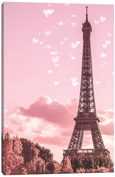 Pink Eiffel Tower Canvas Art Print - Grace Digital Art Co