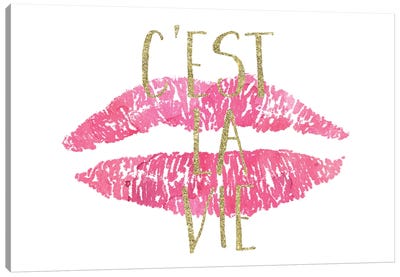 Pink Lips Canvas Art Print - Fashion Forward