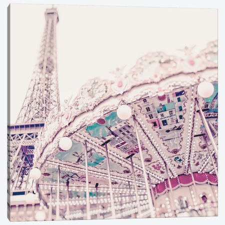 Eiffel Tower Carousel Light Canvas Print #RAB170} by Grace Digital Art Co Canvas Art