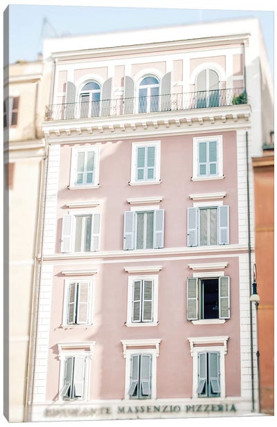 Pink Building - Rome Canvas Art Print - Grace Digital Art Co
