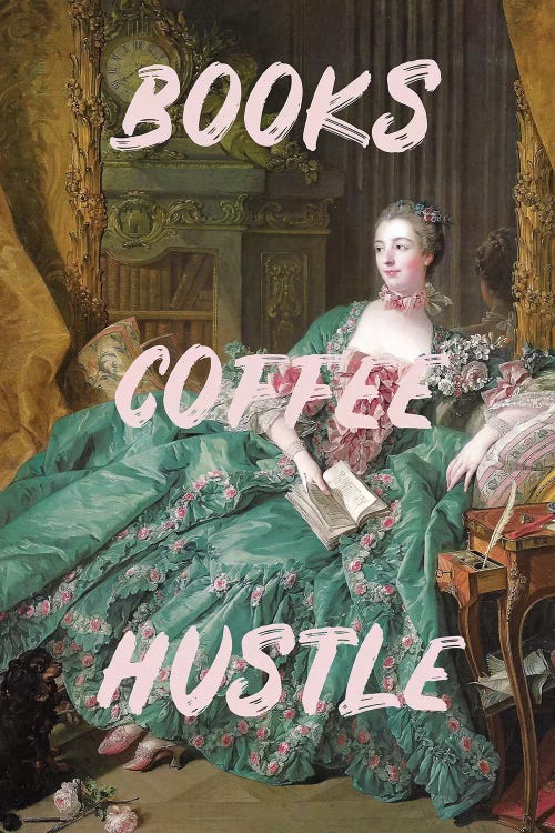 Books Coffee Hustle by Grace Digital Art Co wall art