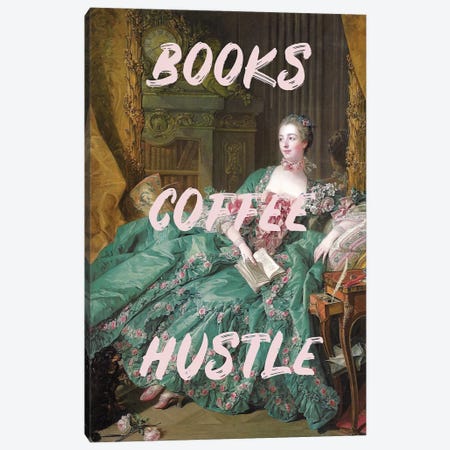 Books Coffee Hustle Canvas Print #RAB177} by Ruby and B Art Print