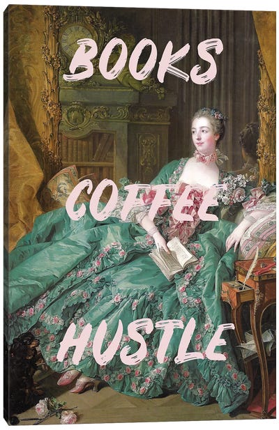 Books Coffee Hustle Canvas Art Print - Grace Digital Art Co