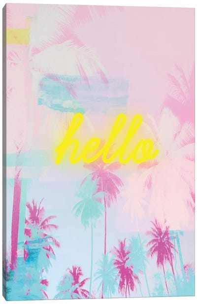 Hello Neon II Canvas Art Print - Beach Vibes