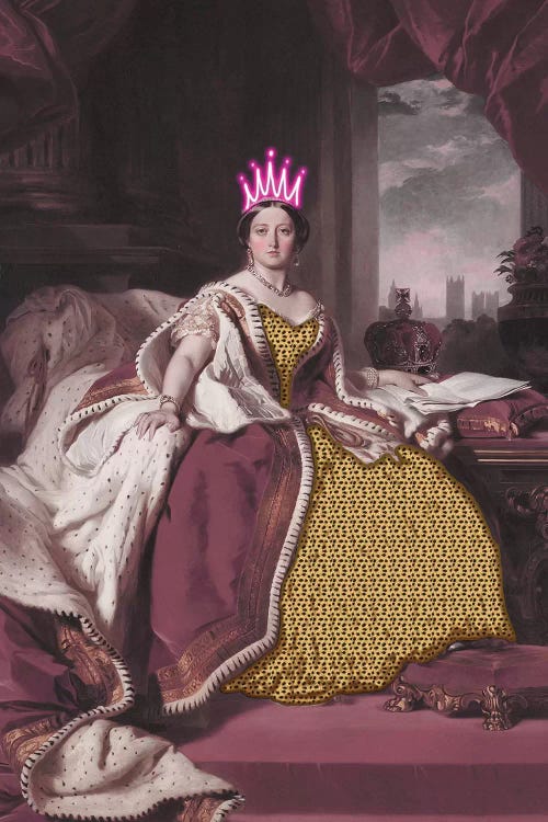 Queen Victoria With Neon Crown