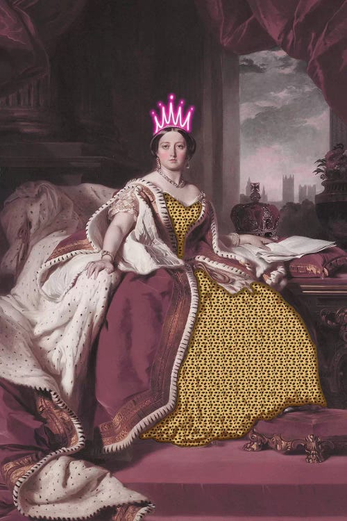Queen Victoria With Neon Crown by Grace Digital Art Co wall art