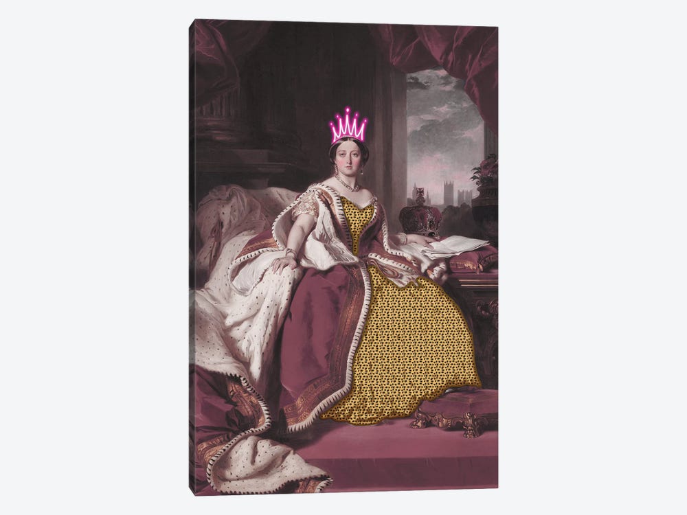 Queen Victoria With Neon Crown by Grace Digital Art Co 1-piece Canvas Artwork