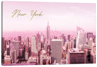 City Of Dreams NYC Canvas Art Print - Pink Art