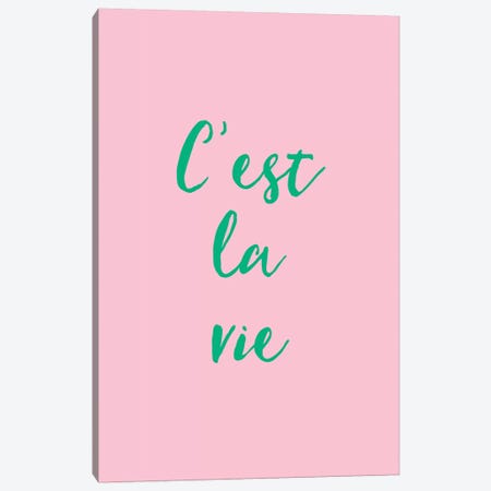 C'est La Vie Pink And Green Canvas Print #RAB211} by Grace Digital Art Co Canvas Print
