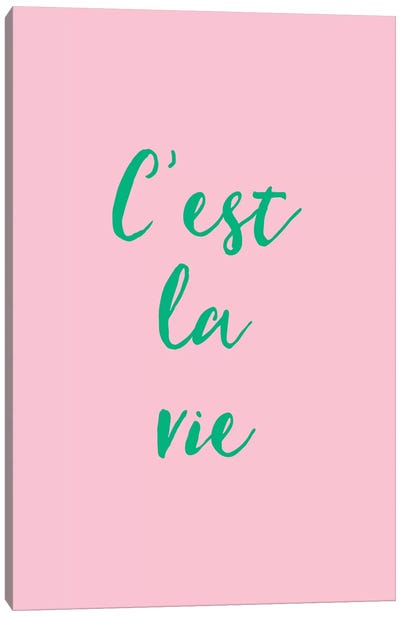 C'est La Vie Pink And Green Canvas Art Print - Grace Digital Art Co