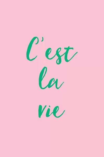 Grace Digital Art Co: C'est La Vie Pink And Green by Grace Digital Art Co