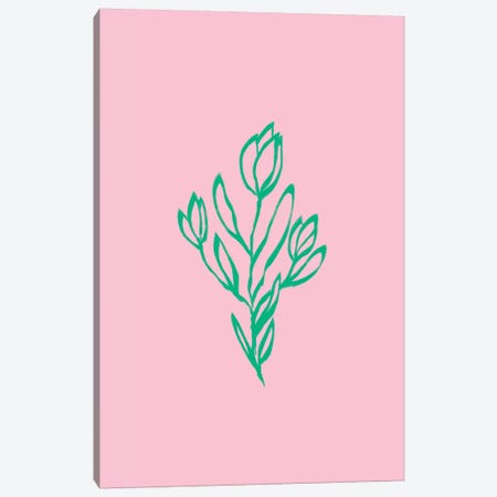 Floral Pink Green Canvas Print #RAB212} by Grace Digital Art Co Canvas Art Print