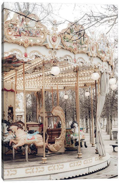 Paris Carousel X Canvas Art Print - Amusement Park Art
