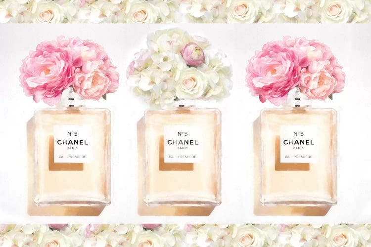 Three Floral Perfume Bottles Art Pr - Art Print