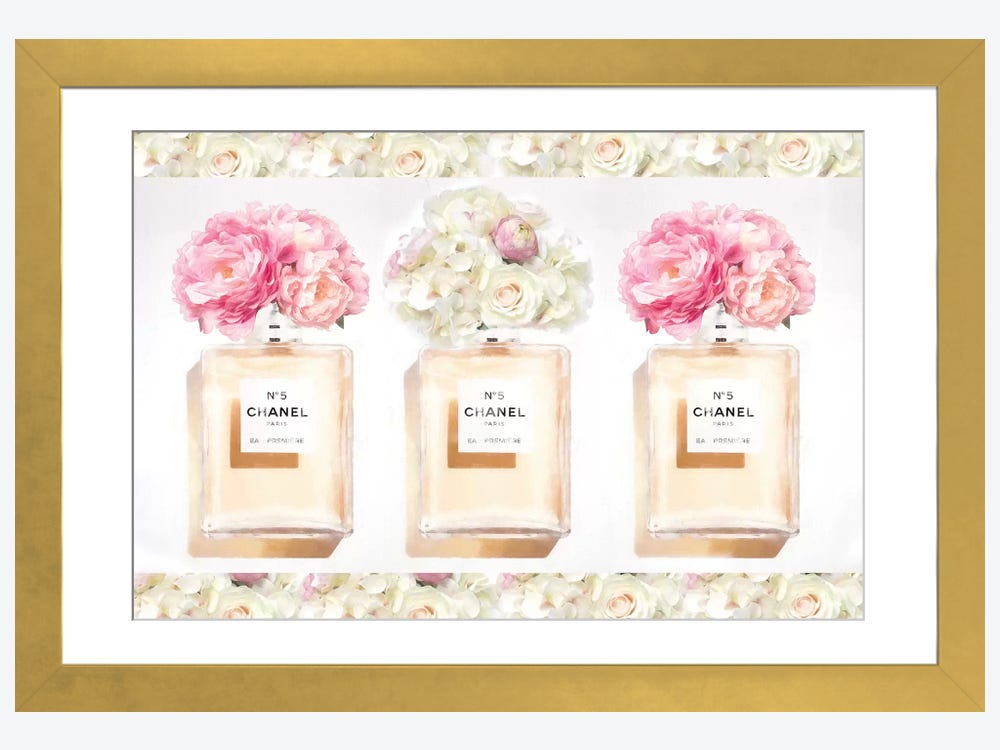 Amanda Greenwood Canvas Wall Decor Prints - Three Perfume Bottles in Pink ( Fashion > Hair & Beauty > Perfume Bottles art) - 26x40 in