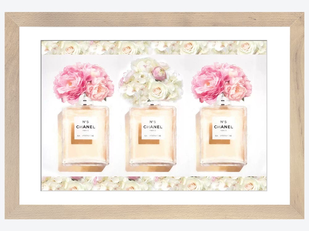 Three Floral Perfume Bottles - Canvas Print Wall Art by Grace Digital Art Co ( Fashion > Hair & Beauty > Perfume Bottles art) - 8x12 in