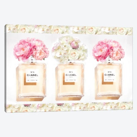 Three Floral Perfume Bottles Canvas Print #RAB231} by Grace Digital Art Co Art Print