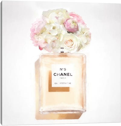 White Floral Perfume Canvas Art Print - Grace Digital Art Co