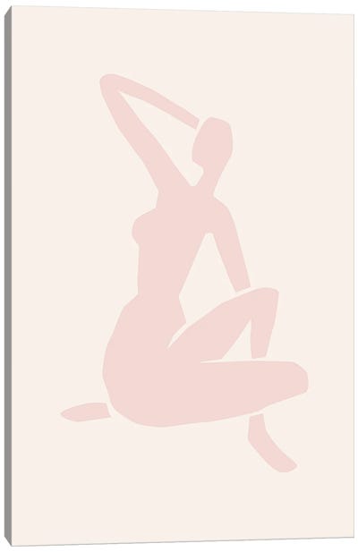 Blush Female Figure Canvas Art Print - The Cut Outs Collection