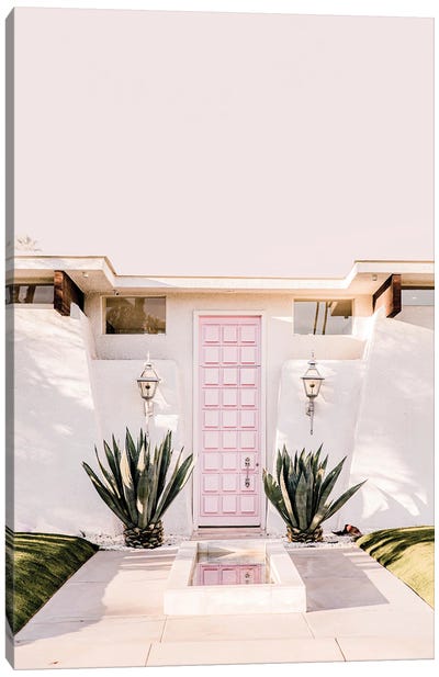 Pink Palm Springs Canvas Art Print - Beach Vibes