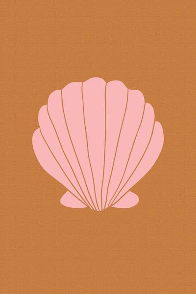 Grace Digital Art Co: Clam On Burnt Orange by Grace Digital Art Co