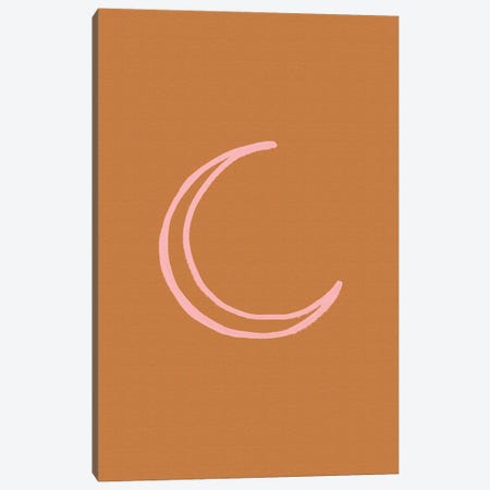 Crescent Moon On Burnt Orange Canvas Print #RAB270} by Ruby and B Canvas Art Print