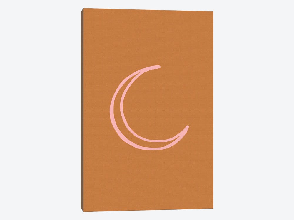Crescent Moon On Burnt Orange by Grace Digital Art Co 1-piece Canvas Print