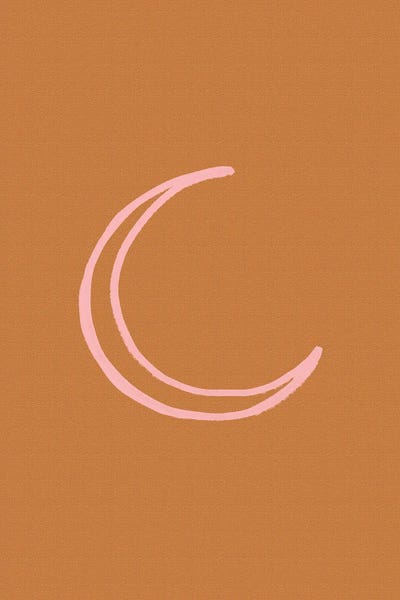 Grace Digital Art Co: Crescent Moon On Burnt Orange by Grace Digital Art Co