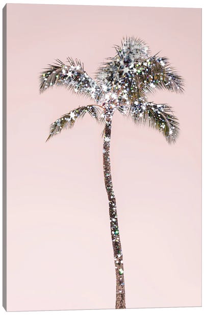 Glitter Palm Tree Canvas Art Print - Bling Art