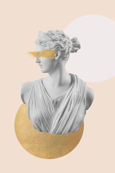 Grace Digital Art Co: Gold Artemis Bust by Grace Digital Art Co