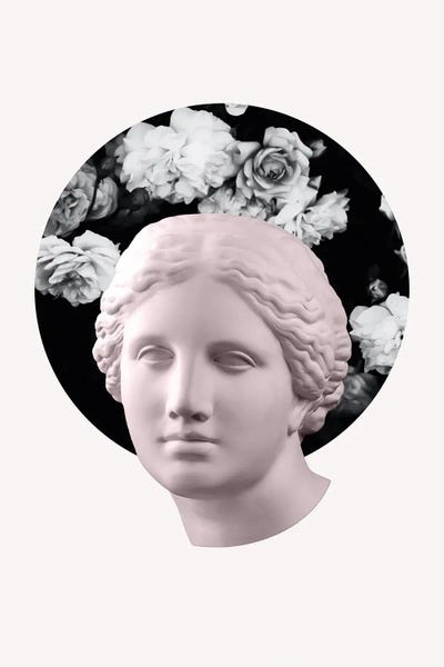 Grace Digital Art Co: Pink And Floral Venus by Grace Digital Art Co