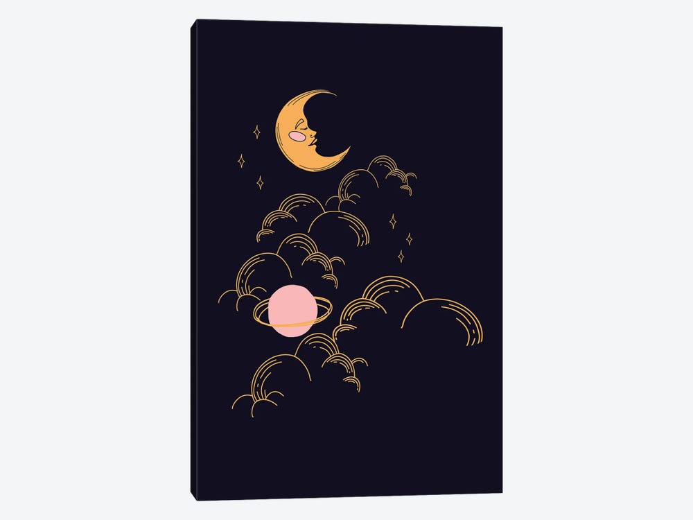 Moon And Stars by Grace Digital Art Co 1-piece Art Print