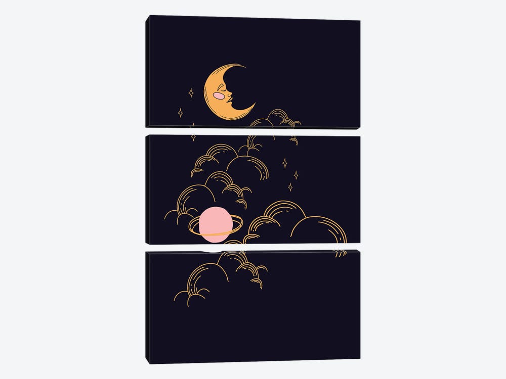 Moon And Stars by Grace Digital Art Co 3-piece Art Print