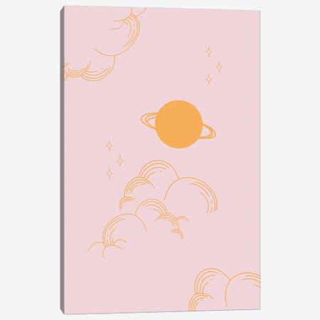Planet And Stars Canvas Print #RAB338} by Ruby and B Canvas Wall Art