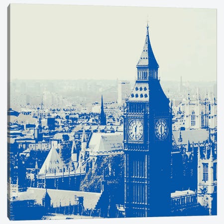 London In Blue Canvas Print #RAB34} by Ruby and B Canvas Art