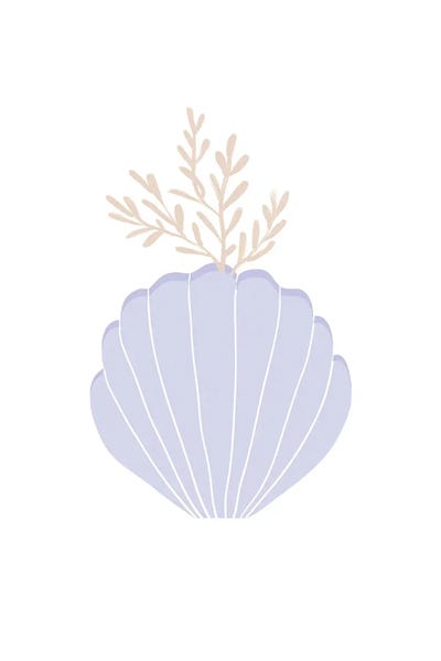 Grace Digital Art Co: Clam Vase In Lilac by Grace Digital Art Co