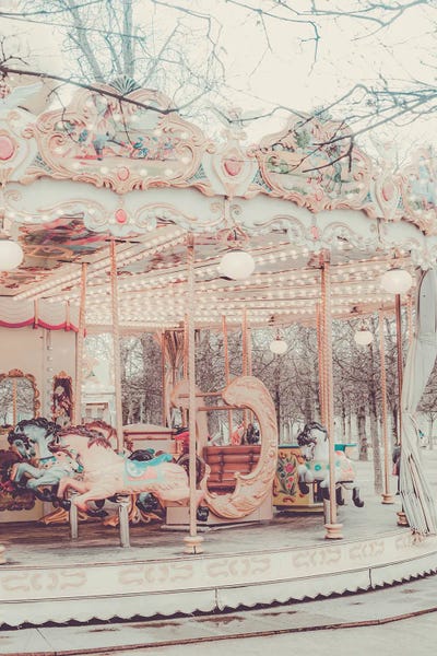 Amusement Parks: Paris Carousel Golden by Grace Digital Art Co