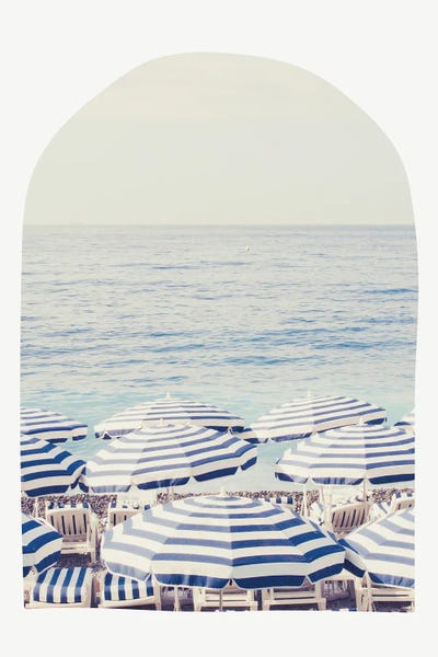 Vintage Styled Photography: Blue And White Beach Umbrellas - Arch by Grace Digital Art Co