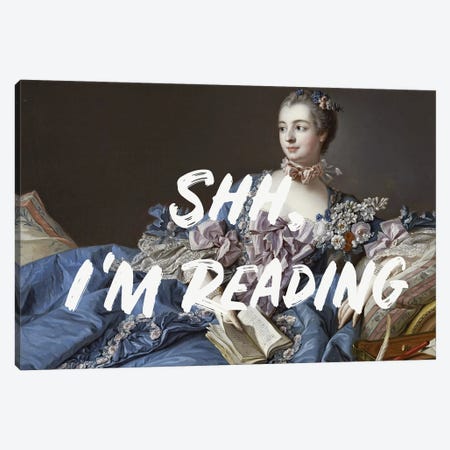 Shh, I'm Reading Altered Art Canvas Print #RAB386} by Grace Digital Art Co Canvas Art