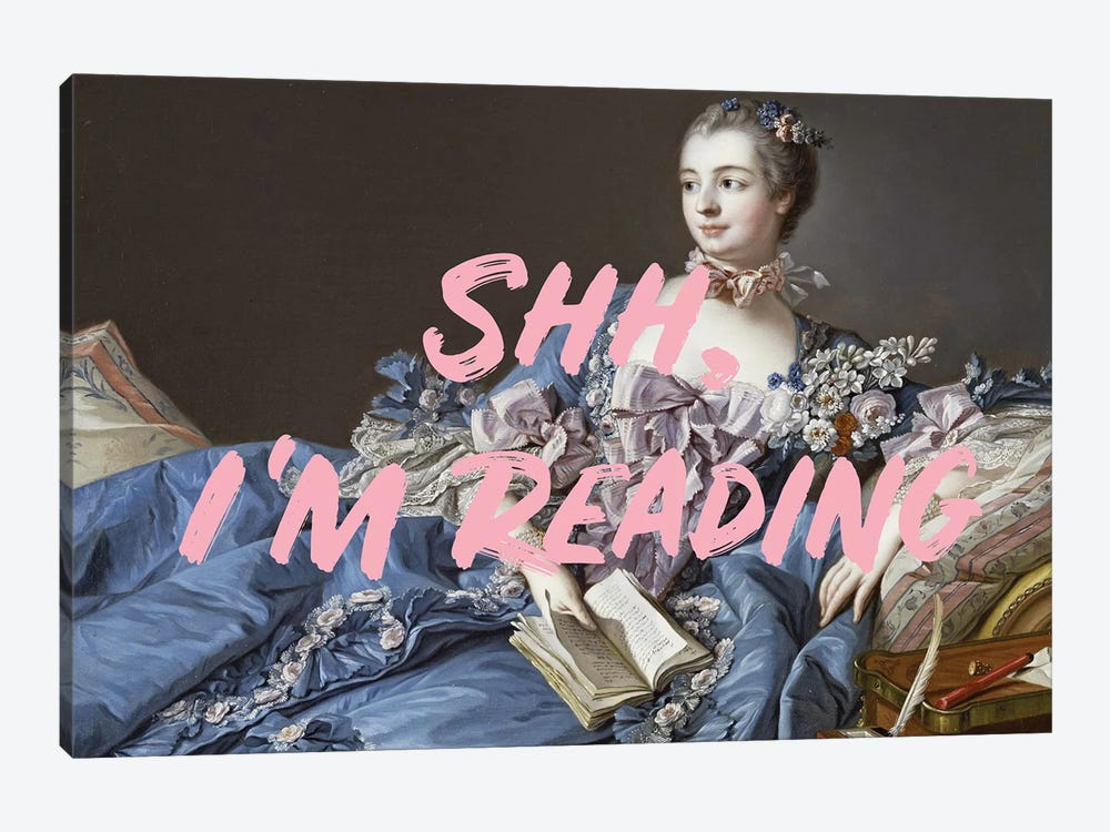 Shh, I'm Reading Altered Art - Pink by Grace Digital Art Co 1-piece Canvas Wall Art