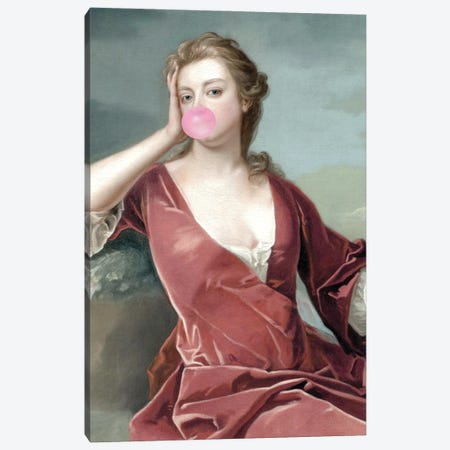 Bubble Gum Blowing Duchess II Canvas Print #RAB400} by Grace Digital Art Co Canvas Artwork