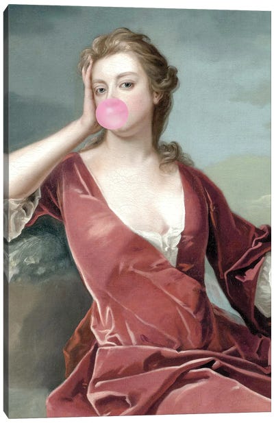 Bubble Gum Blowing Duchess II Canvas Art Print - Historical Fashion Art