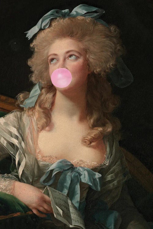 Bubble Gum Blowing Madame by Grace Digital Art Co wall art