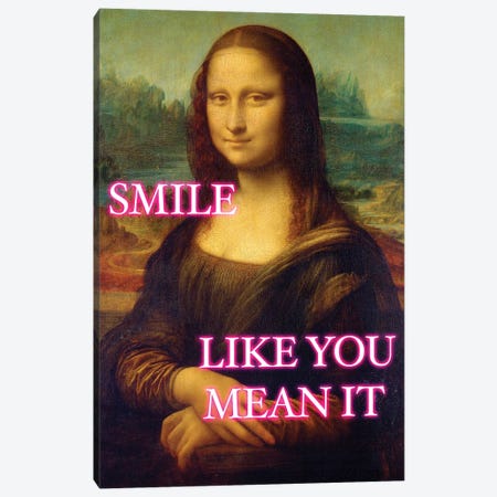 Mona Lisa Neon Smile Canvas Print #RAB409} by Ruby and B Canvas Wall Art