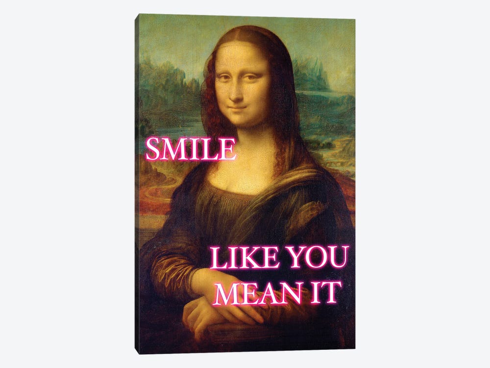 Mona Lisa Neon Smile by Grace Digital Art Co 1-piece Canvas Print