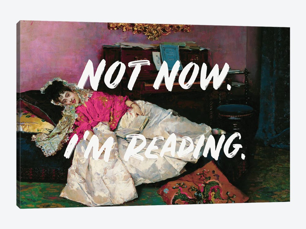 Not Now I'm Reading by Grace Digital Art Co 1-piece Canvas Wall Art