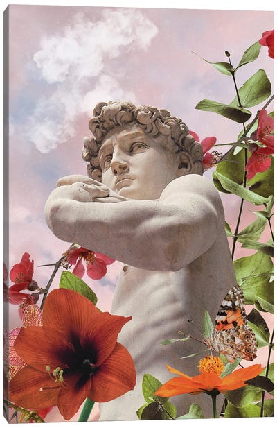 David's Garden Canvas Art Print - The Statue of David Reimagined