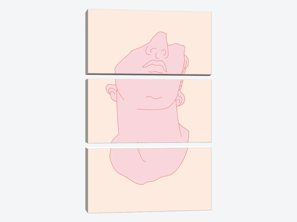 Pink Male Bust by Grace Digital Art Co 3-piece Canvas Print