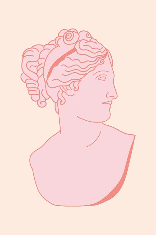 Pink Female Bust Ancient Art by Grace Digital Art Co wall art